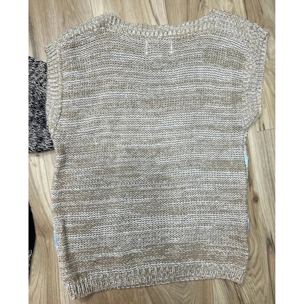 (2) VTG Hand Knit Sweater Womens S Cottage Old Money Pullover Cotton Ramie Linen - Picture 6 of 15
